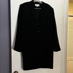 Classic Long Black Blazer with Pocket Detail